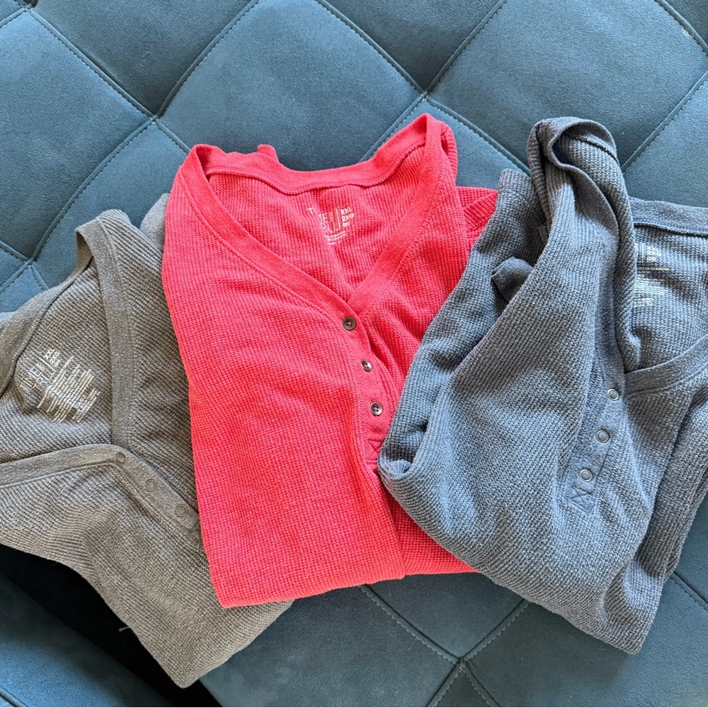 Time and Tru Long Sleeve Tops - Red, Gray, and Dark Gray pack of 3